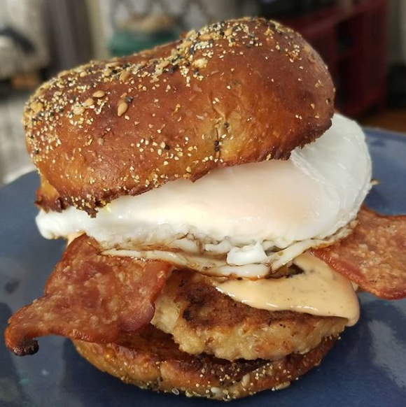 Chinatown Pork Slider on a Blue plate